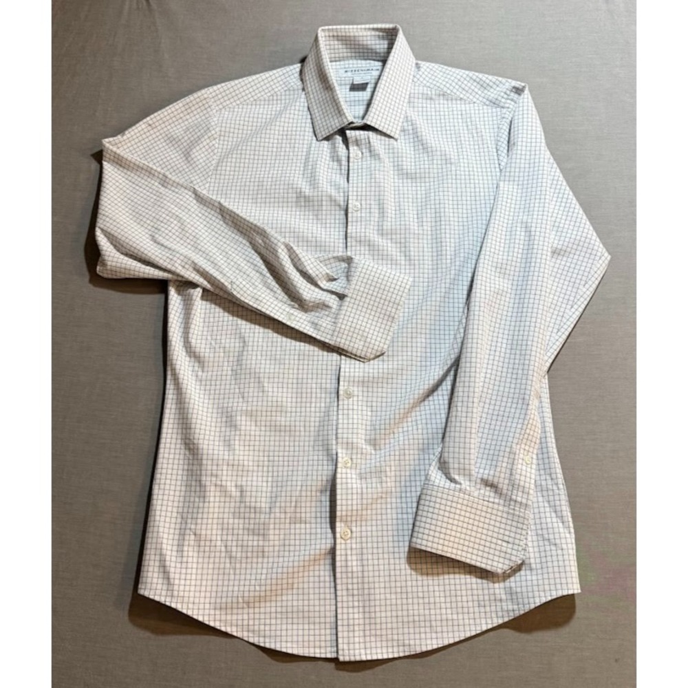Mizzen+Main Performance Shirt Adult S White Check‎ Button Up Long Sleeve.